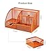 EasyPAG Mesh Desk Organizer with Drawer Multi-Functional Pen Holder Stationery Organizer for Office School Supplies 6 Compartments Dorm Organizers and Storage for Desk, Orange