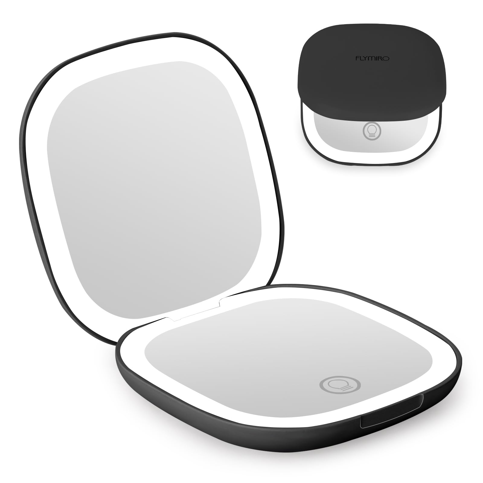 Rechargeable Travel Makeup Mirror with Lights, Portable Lighted Beauty Mirror, 3 Color Lighting, Dimmable Touch Screen, Compact Folding Vanity Mirror, Women Gift,Travel Essentials