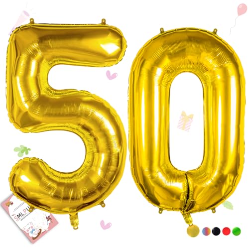 Image of 40 Inch Gold Number 50 Balloons, 50th Birthday Party Decorations