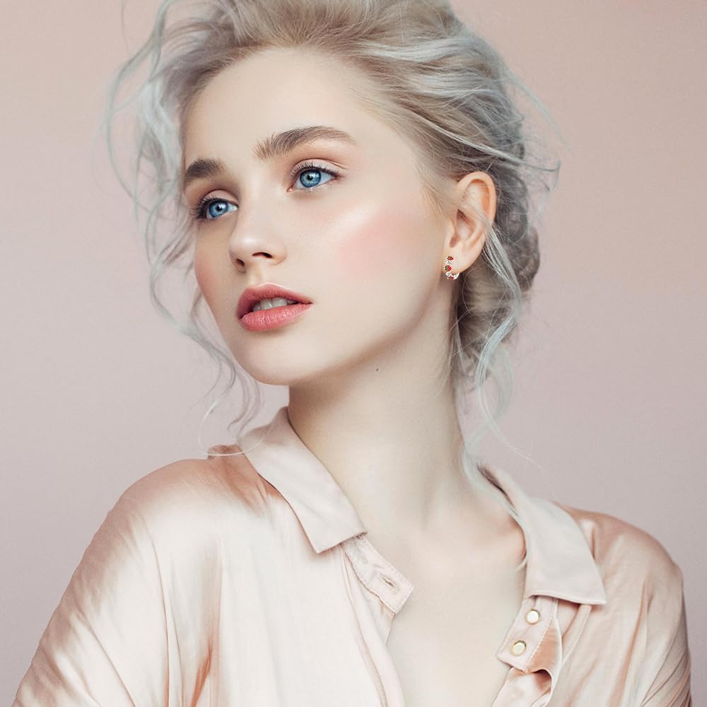 Strawberry Earrings Red Strawberry Earrings for Women Sterling Silver Huggie Hoop Picnic Fruit Strawberries Gift