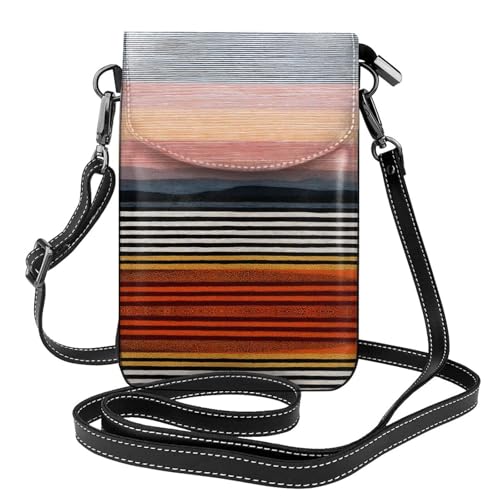 Petit sac en cuir pour téléphone portable avec imprimé rayures chic