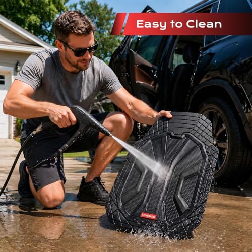 Coverado Car Floor Mats for Cars, Waterproof All Weather Floor Mats, Deep Dish Car Mats, Universal Trim to Fit Automotive Floor Mats for Trucks Car Accessories for Cars SUV Truck (3 Pcs,Black) by Coverado - Used condition - Image 8