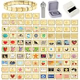 papasgix Personalisierte Italian Charm Bracelet Charms Gold Silber 10pcs Module für 9mm Italian Style Charms für Damen DIY Abnehmbar Italienisches Charm Armband Mädchen Geschenk Gold
