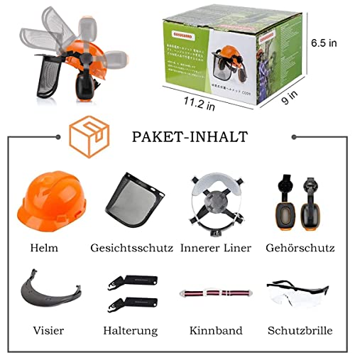 Chainsaw Helmet with Safety Face Shield and Ear Muffs, Helmet for Chainsaw Use Safety Helmet Removable Anti-Fog Goggles - Image 2