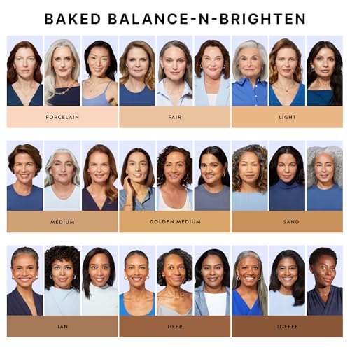 LAURA GELLER NEW YORK Award-Winning Baked Balance-n-Brighten Color Correcting Powder Foundation - Light - Buildable Light to Medium Coverage - Demi-Matte Natural Finish - 8