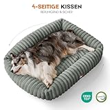Upvilla Luxusweicher Hundekorb, Super Weiches hundebett Grosse Hunde, 4-seitiges Nackenkissen, Abnehmbare Waschbare Hundematte, Hundesofa mit Griffen, Haustierbett (Dunkelgrau, 109 * 76 * 20cm)