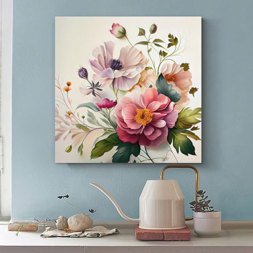 Tableau sur Toile Pivoine Japonaise 50x50 cm, Déco Murale Moderne Premium - 3