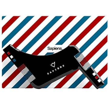 Pettine Tracciatore per contorno barba Sapiens Barbershop - Stencil delinea barba - Strumento di Styling per la Rasatura e il Taglio dei Contorni di Barba Uomo + Istruzioni