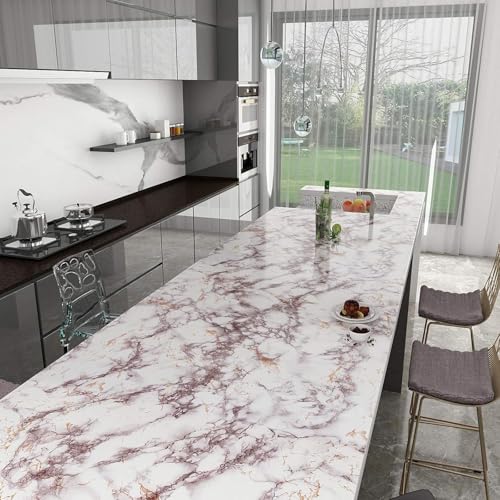 Image of WALLMATE Marble Wallpaper Self Adheisve Marble Wallpaper Waterproof Countertop Furniture Kitchen Marble Sticker (Gold Cream Marble, 24x96 Inch)