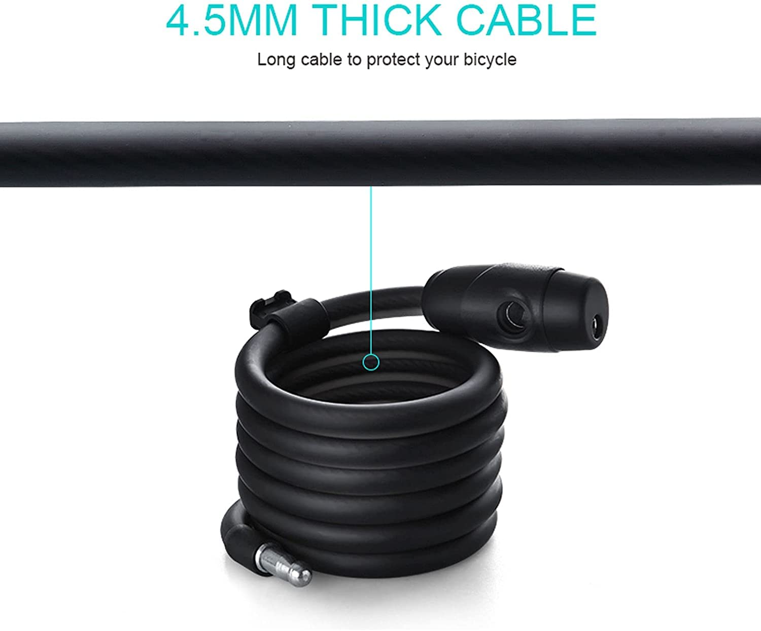 Lucchetto con Cavo per Bicicletta da 1,8 m, antifurto con 3 Chiavi, Ideale per Bici, Bici elettriche, Skateboard (Blu, 1,8 m)