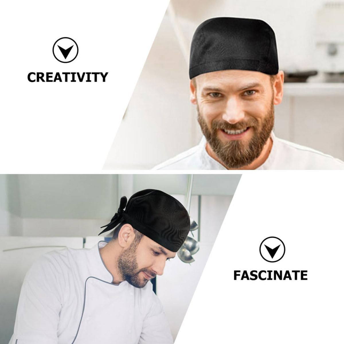 YARNOW 10 Pezzi Cappelli da Cucina Unisex Cappello da Cuoco Nero Fascia Elastica Cappello da Lavoro per Chef Ristorante Bar e Barbecue