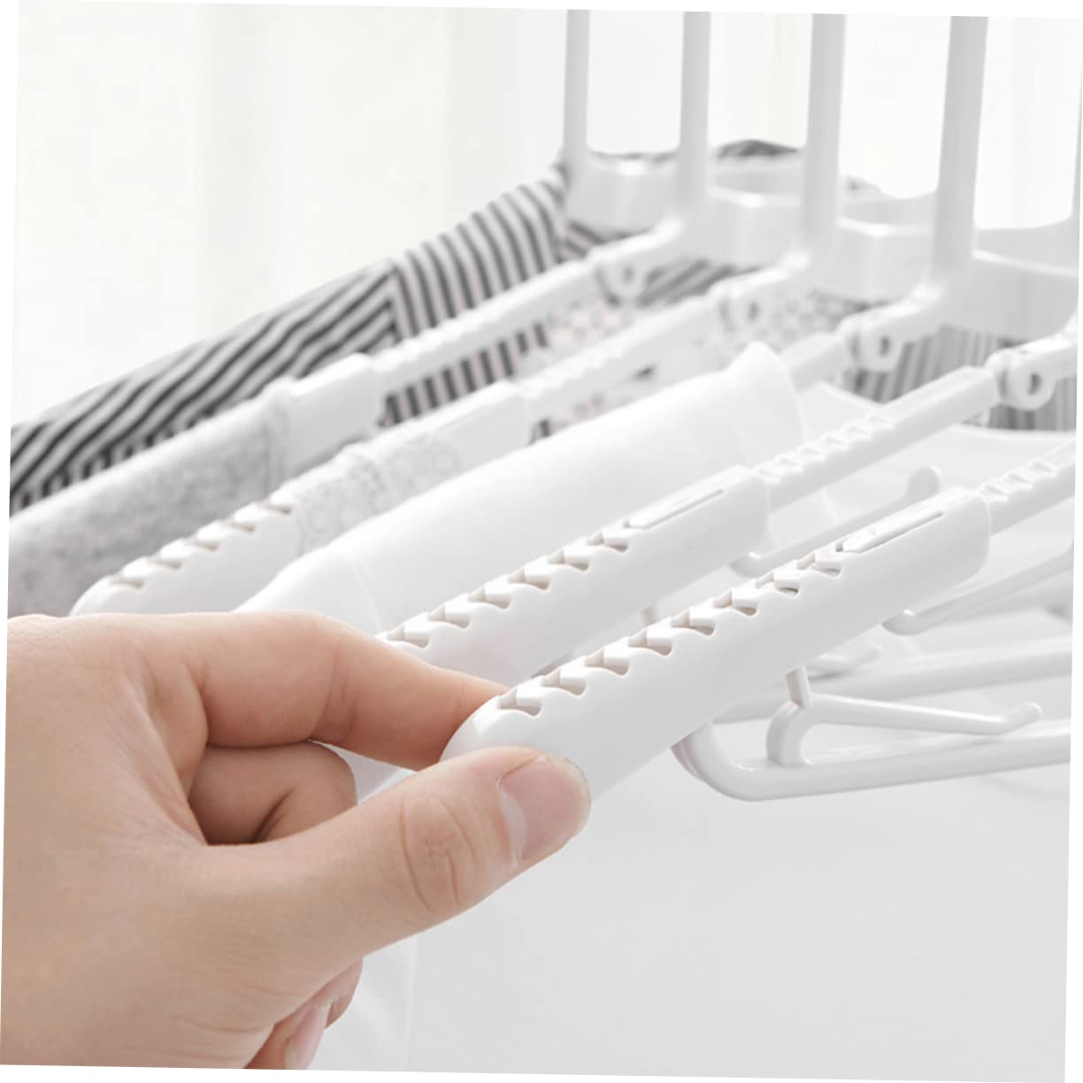 OFFSCH 1PC Foldable Pants Hanger Multi Functional Telescopic Clothes Rack for Space Saving Storage Grey Hanger for Wardrobe Organization