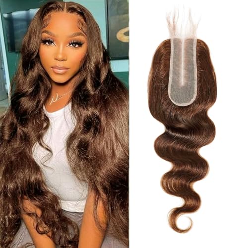 DSEKCAIN 4# Chocolate Brown Color 2x6 HD Lace Closure Human