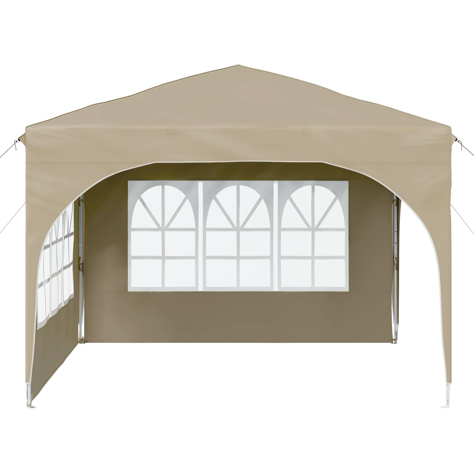 Pop-up Partyzelt 290x290 cm mit 2 Seitenwänden, Pavillon Creme | Flexibler Sonnenschutz für Garten und Terrasse: 3-stufig höhenverstellbar mit robustem Stahlgestell und Zubehör.