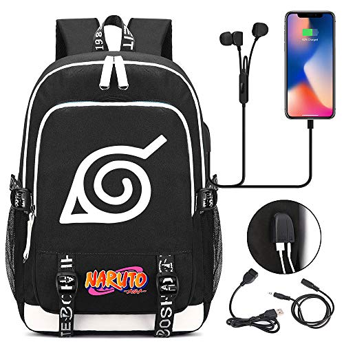 LiSh EC Mochila para portátil con Puerto de Carga USB Anime Naruto  Mochilas Escolares