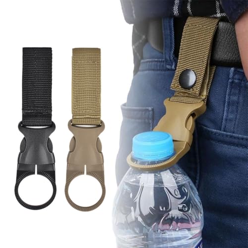 CPJJ 2 Piezas Porta Botellas de Agua,Jaula para Botella de Agua con clip, Portabotellas Cinturon, llavero con hebilla de cinturón, soporte para botella para camping, senderismo