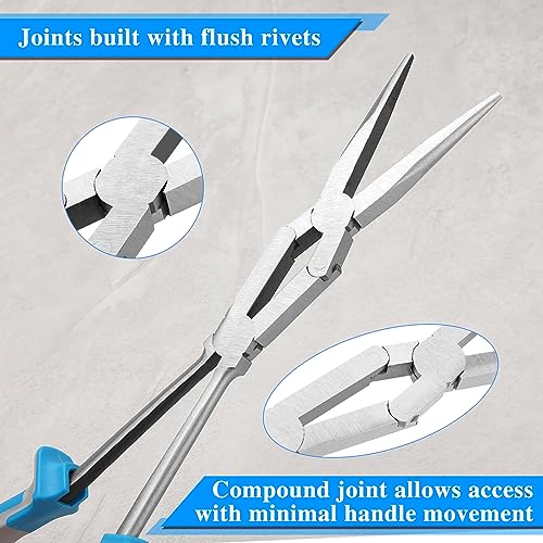Image of SPEEDWOX 13 Inch X-Type Long Nose Pliers, Double-Joint Extra Long Nose | Double-Joint, Extended Reach, Dual Pivot, Extra Long Needle Nose Wire Wrapping for Hard-to-Reach Spaces TPR Handle