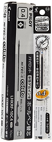 Pilot Hi-Tec-C Coleto, Ballpoint Pen Refill, 0.4mm, Black (LHKRF-10C4-B) [���s�A���i]