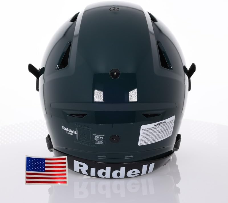 2025 Riddell SpeedFlex Adult w/White SF-2BD Facemask + US Helmet Flag Decal - Green Gridiron
