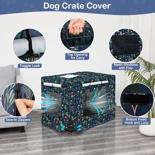 Bienbee Dog Crate Cover, 30 inches Windproof Crate Covers for Dog Cages Breathable Dog Kennel Cover Double Sided Zipper Dog Cage Cover for Wire Dog Cage Indoor Outdoor Protection - Image 4