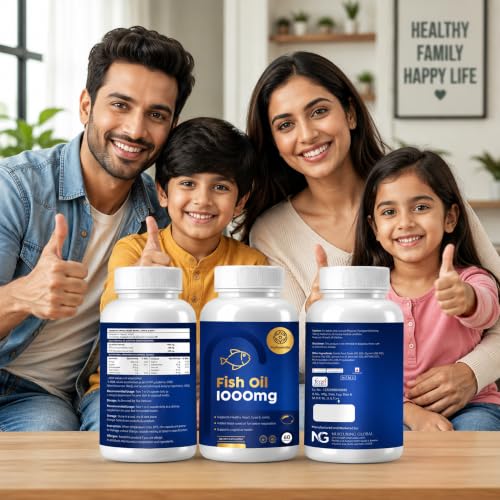 Image of Omega-3 Fish Oil 1000mg with EPA 180mg and DHA 120mg, Salmon Fish Oil Supplement for Heart Brain and Joint Health, High Purity Softgel Capsules for Daily Wellness Support, 60 Oval Capsules Pack of 1