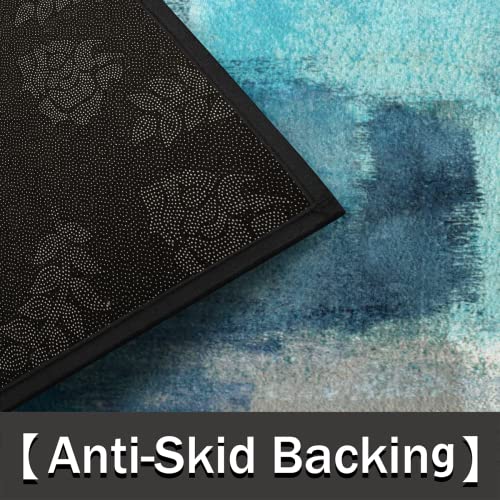 Osam Space Turquoise Abstract Blue Grey Half Round Door Mat Indoor Entrance Mat 24 X 36, Absorbent Doormats Area Rugs Non-Slip Semi Circle Floor Mats For Home Kitchen Outdoor #TOP2