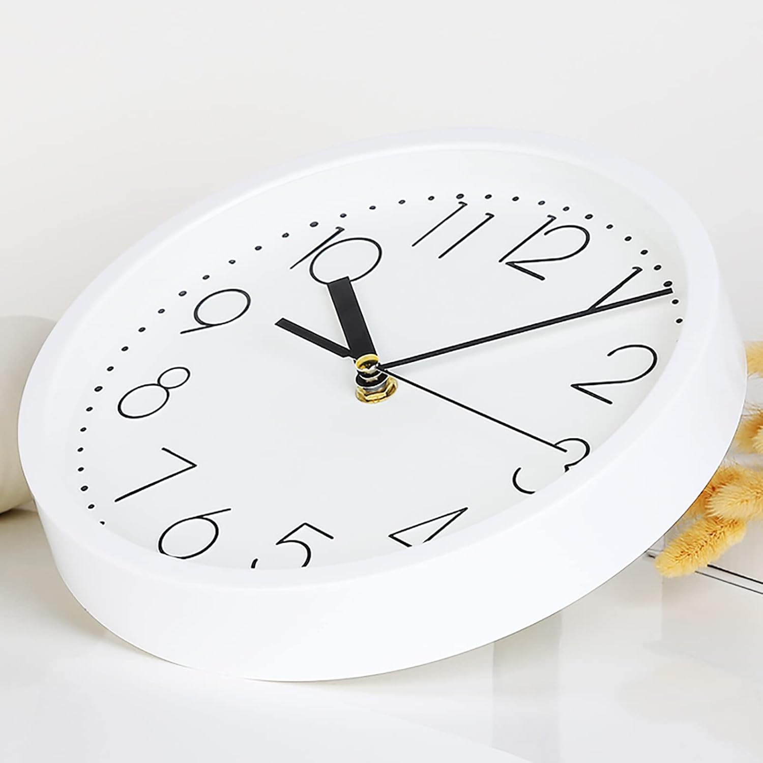 JATIBOSH 14 Inch Round Outdoor Clock Silent Wall Clock Large Decorative Clock Battery Operated Non Ticking Hunging Clock for Patio Pool Porch Garden Bathroom (Battery Not Included)
