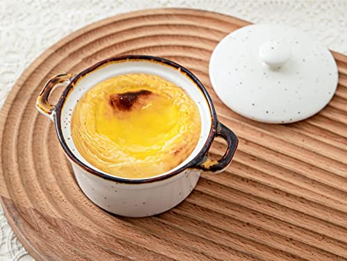ONEMORE Auflaufförmchen mit Deckel, 340 ml Keramik, kleine Auflaufform mit Griffen zum Backen von Creme, Brulee-Suppe… – Ansicht 4