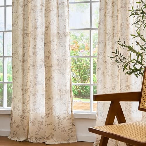 Image of Roseate True White Out Curtains (9 Feet /Set of 1) Printed 80% Room Darkening Curtain for Bedroom, Living Room (Beige /Skye / 116x275 cm)