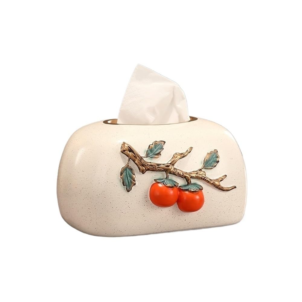 Tissue Holder Dispenser Tissue Box Persimmon Shape Relief Home Living Room Decorative Ornaments for Living Room