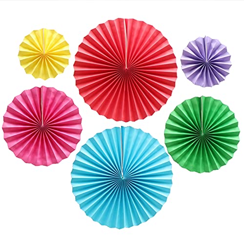 Bestage 6 Pcs Decoration Hanging Party Paper Fans Set for