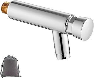 Wall-Mounted One Hole Auto Closing Water Saver Cold Tap Copper Public Lavatory Press Delay Faucet Ktchen Bathroom Garden Patio Sink Faucets, Polished Chrome