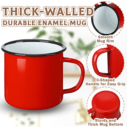 image for Yinder 12 Pack Enamel Camping Mugs 12 oz Coffee Mugs with Handle Porta