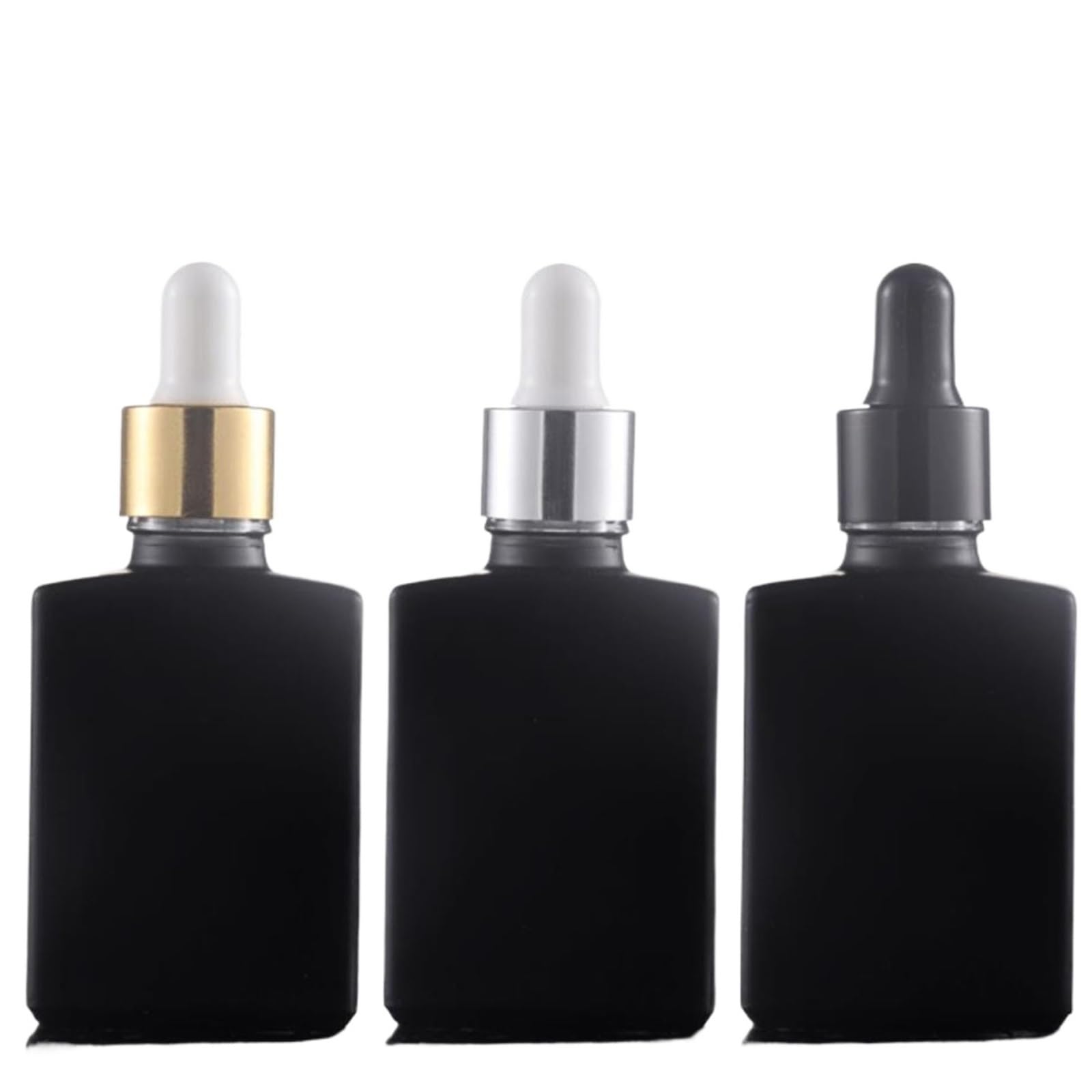 Gotero 10X botella de suero aceites esenciales vidrio transparente mate esmerilado plano con gotero cuentagotas for ojos(Color2,50 ml)