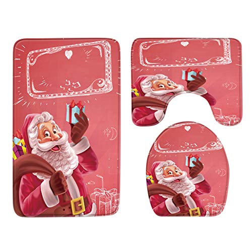 RoMantic Cuisine & Maison Tapis de Bain Trois Pièces Antidérapant Ensemble Salle de Bain Tapis Contour WC Couvre Couverture de Toilette Siège Couvercle de Couvercle de Toilette Tapis De Noël