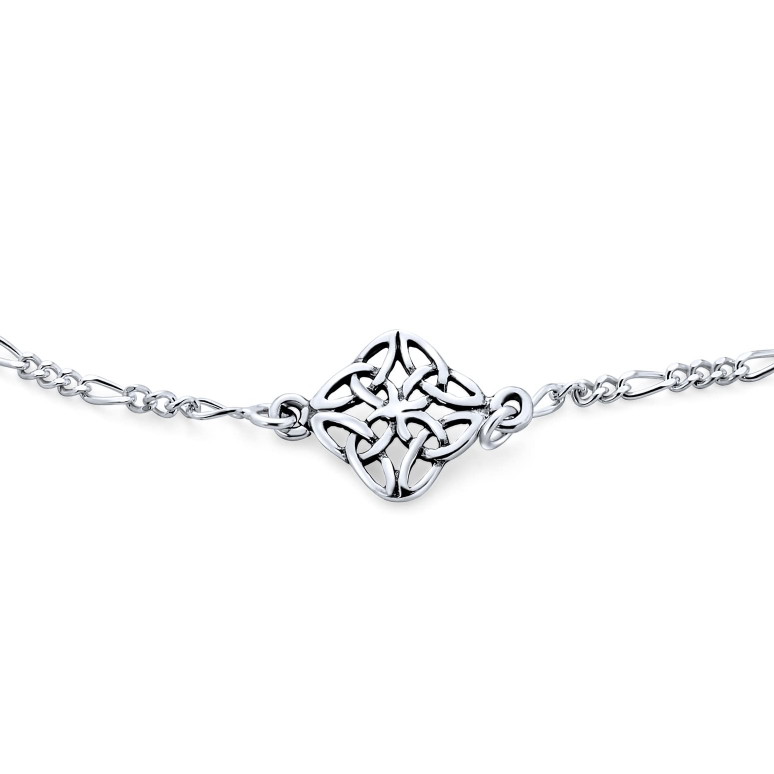 Bling Jewelry Celtic Love Knot Triquetra Cavigliera Bracciale Per Caviglia Per Donne Adolescenti Argentato .925 Sterling Regolabile