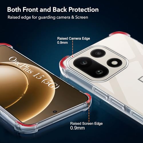 Image of Jkobi Shockproof Crystal-Clear Back Cover for OnePlus 15 5G (Anti Yellow Case | Drop & Camera Protection | Hard Polycarbonate)