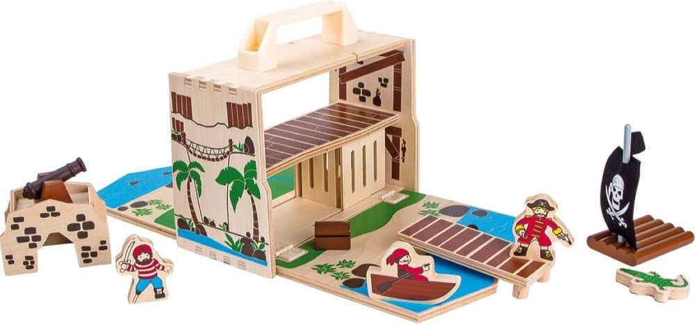 small foot Pirateninsel im Koffer, Spielset für Kinder, aus Holz, inkl. Spielfiguren, ab 3 Jahren. Art-Nr. 9541