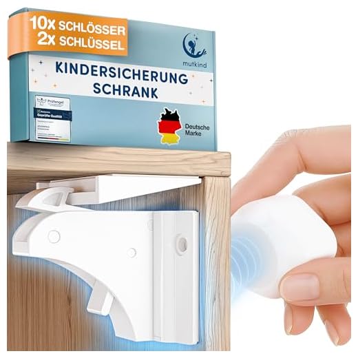 MUTKIND® 10x Magnetische Kindersicherung (Mit starkem TESA-Kleber) + 2x Schlüssel - 100% unsichtbare Kindersicherung Schrank und Schubladen - Schubladensicherung & Schranksicherung Baby ohne Bohren