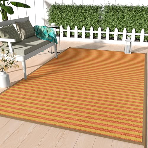 Image of GENIMO Fall Decor Outdoor Rug, Plastic Rugs for Patio, 6'x9' Orange