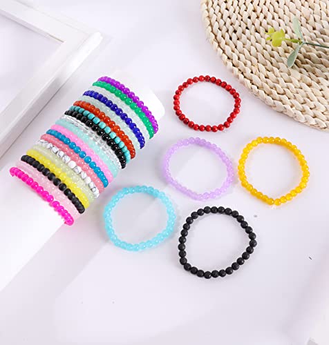 Samoco 24Pcs 6Mm Beaded Stretch Bracelet Handmade Round Glass Bracelet For Women Multicolor Matte Beads Elastic Bracelet #TOP6