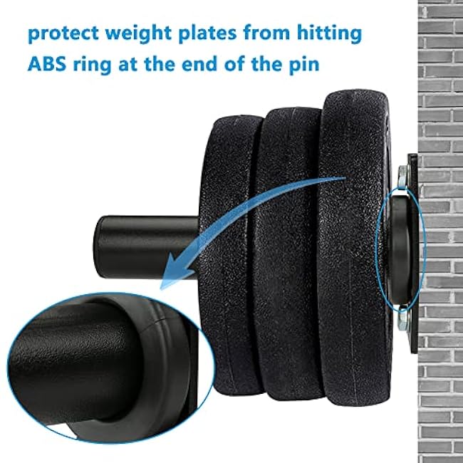 Wall Mounted Weight Plate Holder, Fit 2inch Olympic Weight Plates, with Protective Rubber Pad, Max Weight Capacity 300 lb, Mounting Hardware Included