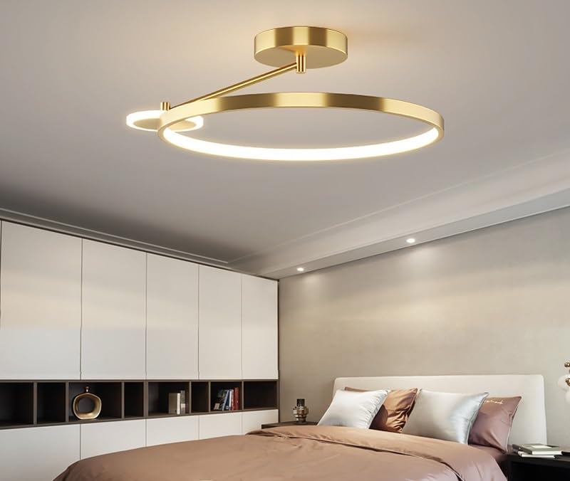 Plafonnier circulaire aluminium nordique gold dimmable salon chambre