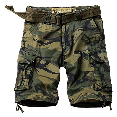 MUST WAY Men's Casual Cotton Twill Cargo Shorts Multi Pocket Loose Fit Work Shorts 8062# A Camo 30 Cover