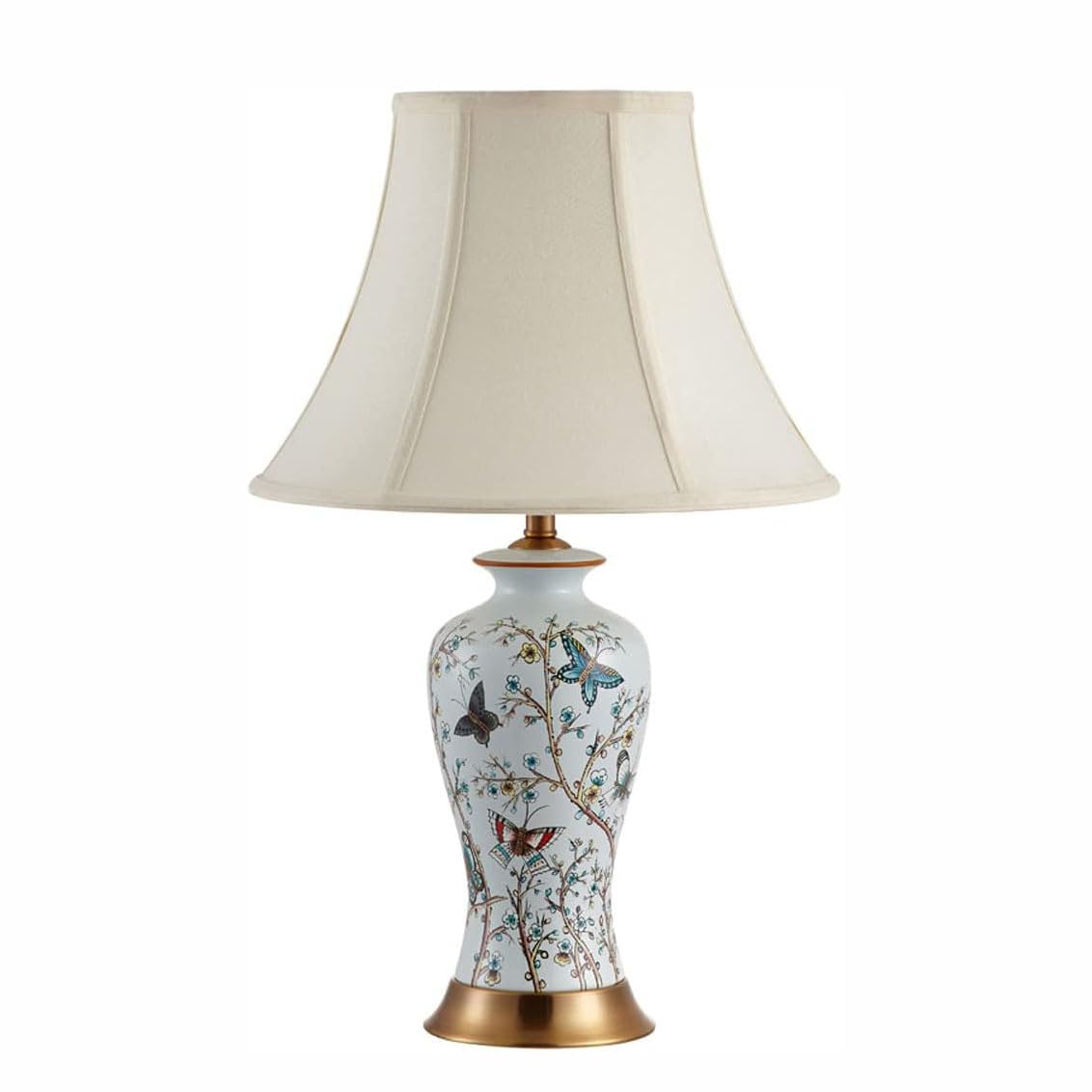 Nalgdde Table Lamp 22.4Inch Ceramic Table Lamp French Country Decor Fabric Lamp Shade Bedside Lamp Desk Lamp For Study Desk