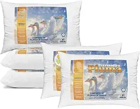 Kit 4 Travesseiro Pluma de Ganso Confortavel e Macio Antiacaro 70x50cm(4)