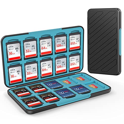 HEIYING SD Card Holder for Memory SD Card and Micro SD Card, Portable SD Card Case SD SDHC SDXC Micro SD Card Storage with 20 SD Cards Slots & 20 Micro SD Cards Slots.