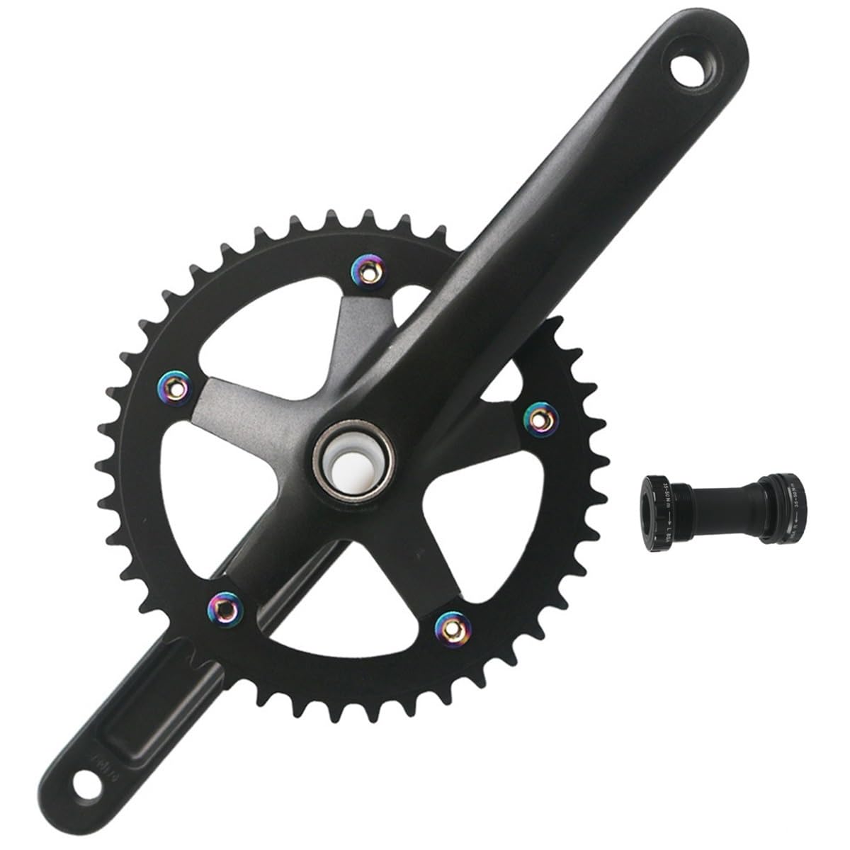 Guarnitura Bicicletta da Strada Singola Rotonda Ingranaggio 44T Pedivella Lega di Alluminio 152/165/170mm Integrate Cave Guarnitura con BB