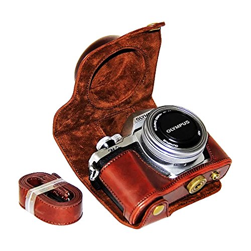 First2Savvv Xjpt-Em10Ii-A10 Dark Brown Full Body Precise Fit Pu Leather Digital Camera Case Bag Cover With Should Strap For Olympus Om-D E-M10 Mark 2 Em10 Mark Ii Mit 14-42Mm Lens #TOP27