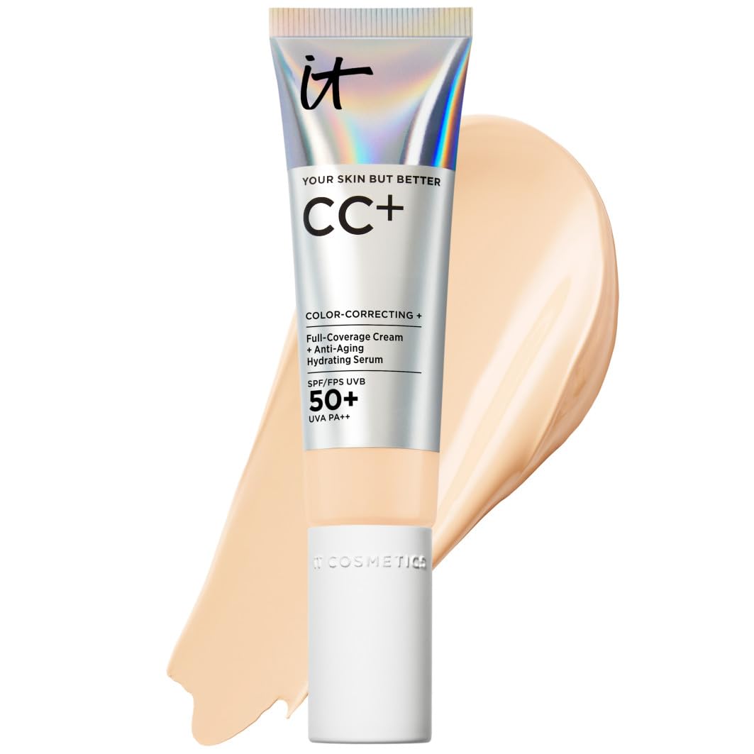 IT Cosmetics Your Skin But Better CC Cream LSF 50+, 32 ml, Hochpigmentierte Mehrzweck-Creme mit LSF 50, Getönte Anti-Aging-Tagescreme, Foundation, Concealer & Pflege in einem, Farbton Fair